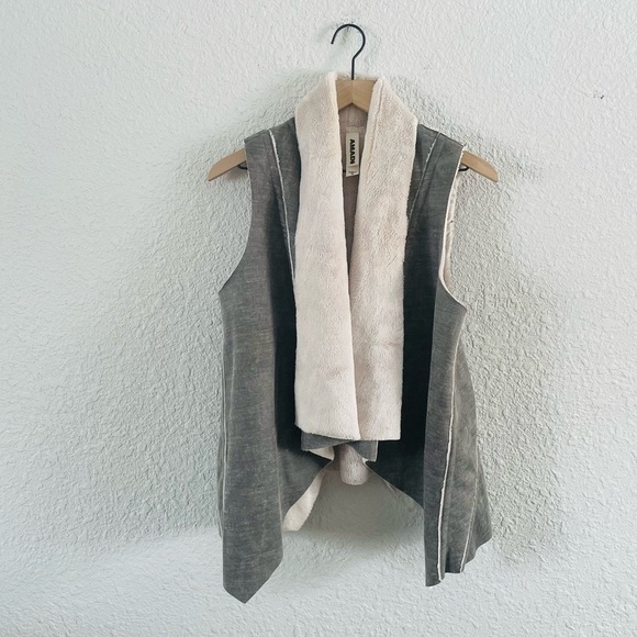 Anthropologie Amani Kady Sherpa Grey & Cream Vest - Picture 1 of 9